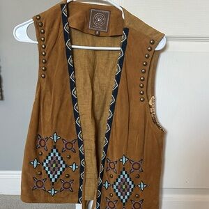 Double D Ranch Suede  Embroidered Vest with Beaded Details